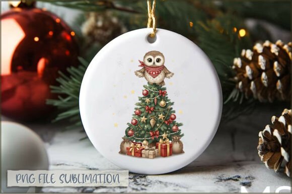 Baby Owl Christmas Ornament PNG Illustrations