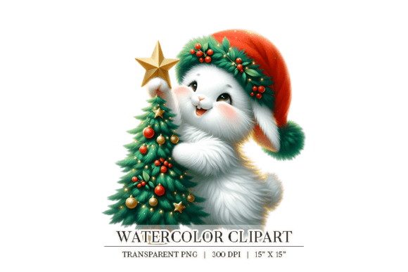 Christmas Bunny with Tree Clipart Review for Brand Identity and Illustrations