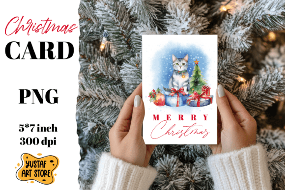 Christmas Card. Christmas Cat Card Print