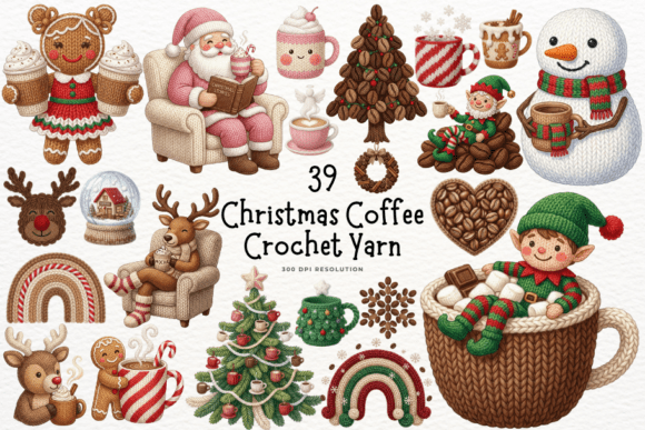 Christmas Coffee Crochet Yarn Clipart: A Designer’s Review for Brand Identity and Illustrations