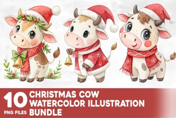 Christmas Cow Watercolor Bundle Review: A Fresh Take on Holiday Illustrations