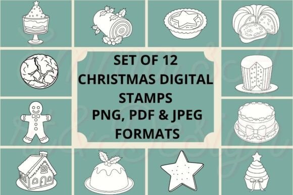 Christmas Dessert Digital Stamp Bundle for Illustrations