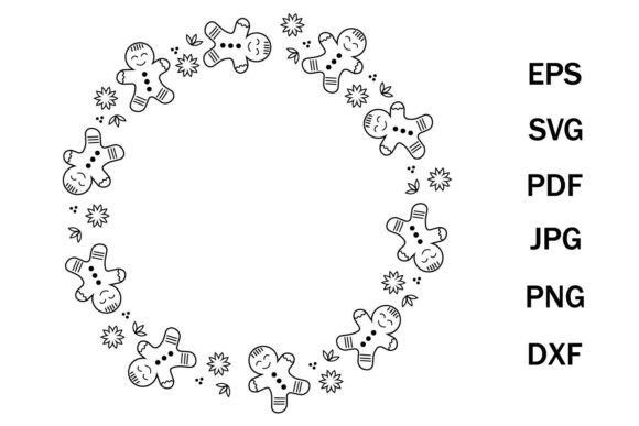 Christmas Frame Made of Gingerbread Men Illustrations
