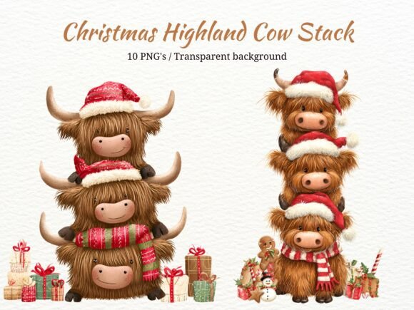 Christmas Highland Cow Stack Set: A Designer’s Review for Illustrations