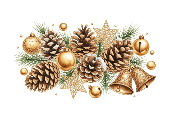 Christmas Holiday Pine Cone Decor Elemen Illustrations Review