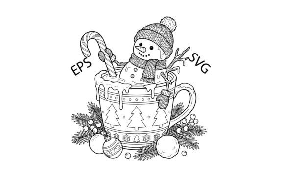 Christmas Line Art Cute Snowman for You: Illustrations