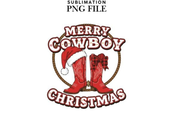 Cowboy Christmas Png Design for T-shirts