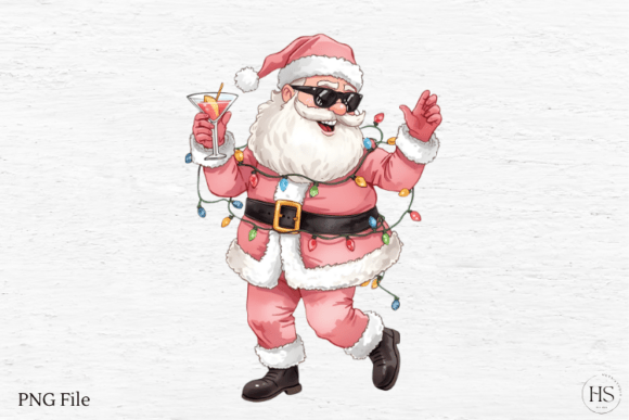 Funny Santa PNG, Christmas Lights PNG: Illustrations for Holiday Crafts