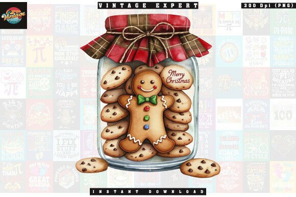 Gingerbread Cookie Jar Christmas Clipart for Illustrations