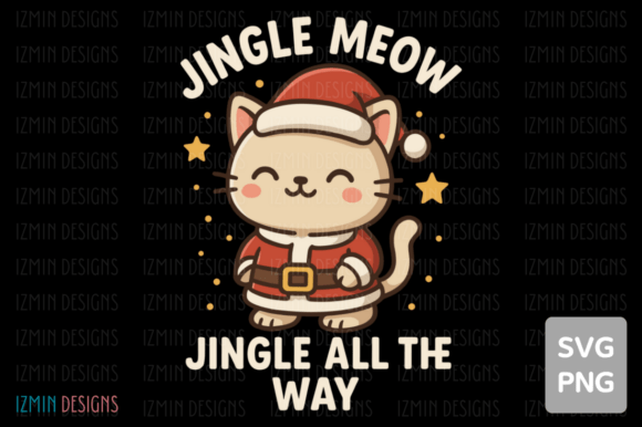 Jingle Meow Christmas Cat Art SVG PNG Illustrations Review