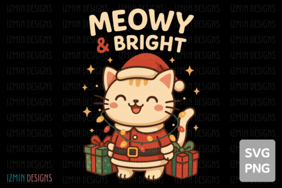 Meowy Bright Christmas Cat Art SVG PNG Review