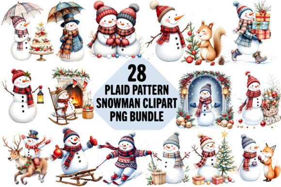 Plaid Snowman Christmas Clipart Bundle: A Crafter’s Review of These Festive Illustrations