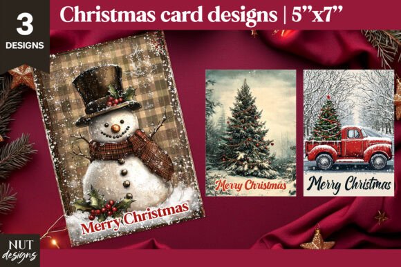 Rustic Christmas Card Trio: Illustrations for Seasonal Branding