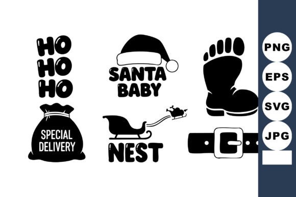 Santa Baby Christmas Vector Icons for Illustrations