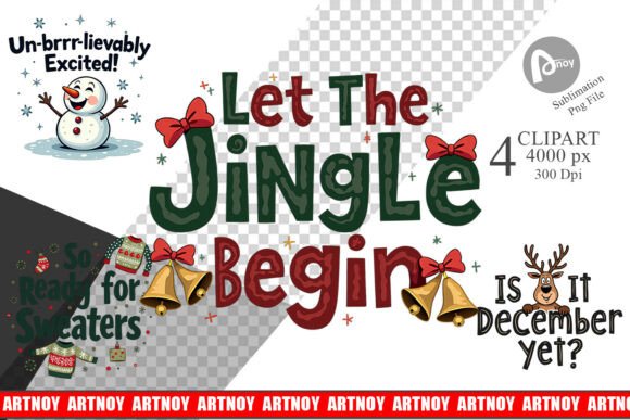 Ugly Cute Christmas Quotes Clipart for Modern Illustrations
