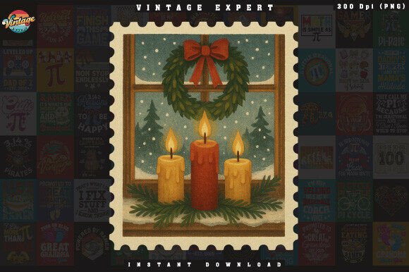 Vintage Christmas Candle Postage Stamp Review